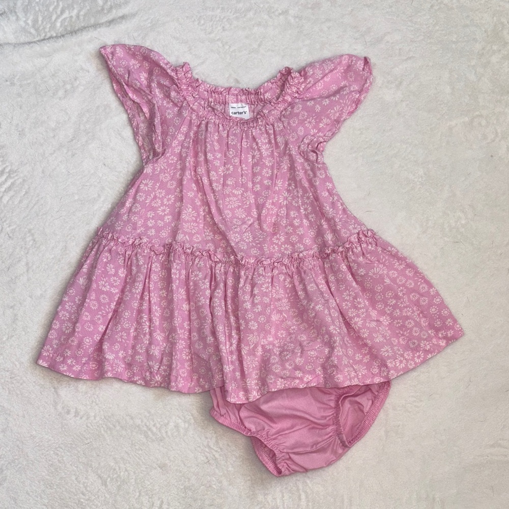 Carters Pink Floral Baby Dress with Bloomers 9 month baby girl clothing